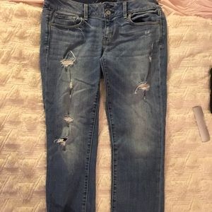 American Eagle Distressed Capri Jeans
